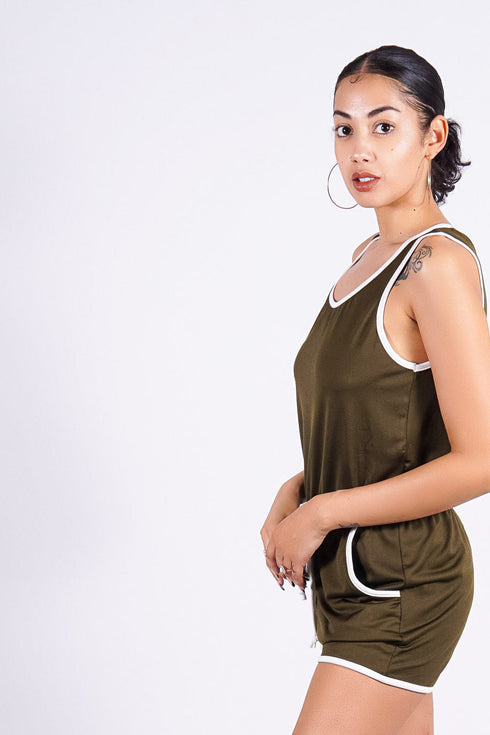 Sheline's Lounge Romper, Olive