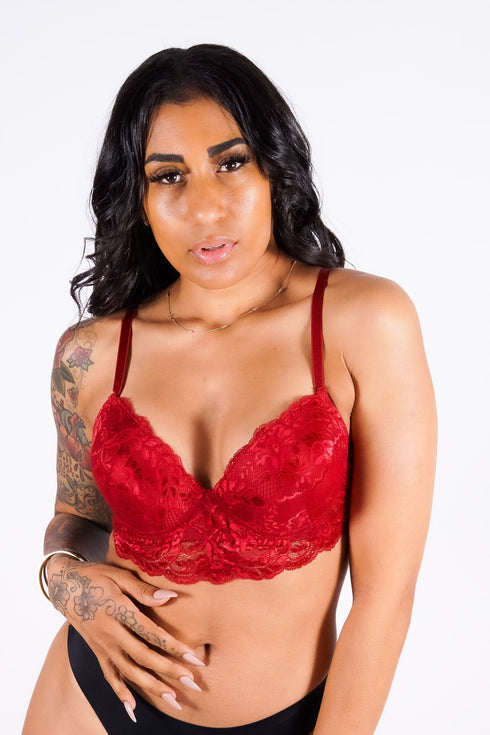 Carla's Lace Push-Up Bra, Crimson