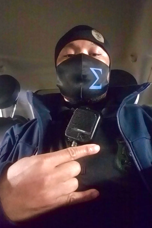 Protected! Σ (blue) mouth mask, black