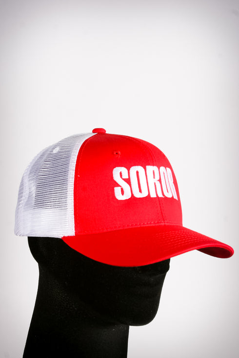 Soror sport trucker, white/red/white