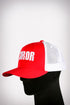 Soror sport trucker, white/red/white