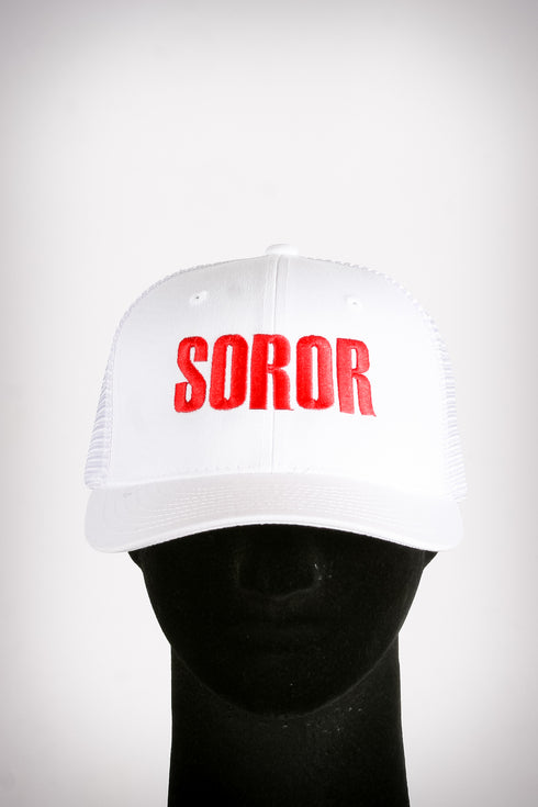 Soror sport trucker, white/red