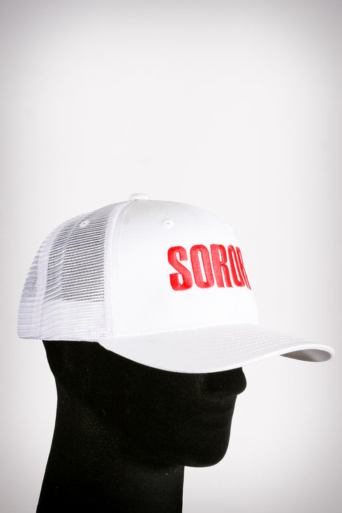 Soror sport trucker, white/red