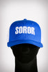 Soror sport trucker, white/blue/white