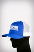 Soror sport trucker, white/blue/white