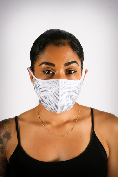 Covered! Gemstone mouth mask, white