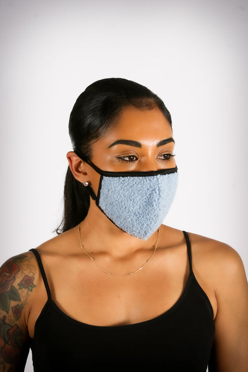 Covered! Cozy Sherpa mouth mask, blue