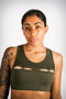 Power Through sports bra, military green