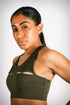 Power Through sports bra, military green