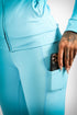 Madam President leggings/tank/jacket 3pc set, cyan