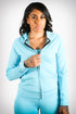 Madam President leggings/tank/jacket 3pc set, cyan