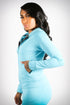 Madam President leggings/tank/jacket 3pc set, cyan