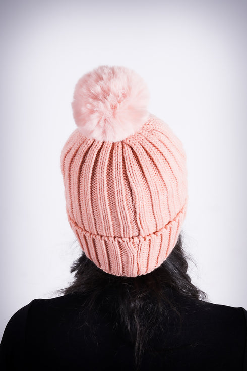 Winter Baby pom-pom beanie, pink