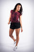 Tied Up tee, crimson/black