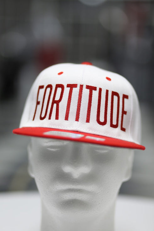 FORTITUDE snapback, white/red