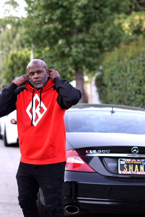 BOSS Nupe Diamond-K raglan hoodie, red/black