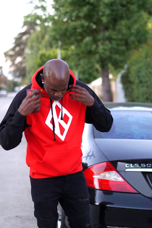BOSS Nupe Diamond-K raglan hoodie, red/black