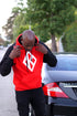 BOSS Nupe Diamond-K raglan hoodie, red/black