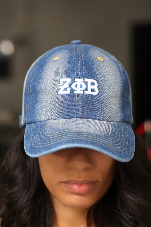 My ΖΦΒ Jeans polo dad cap, light denim