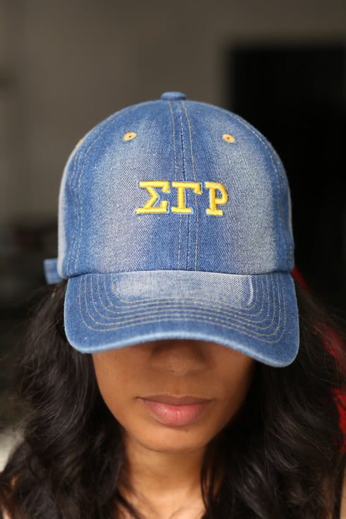 My ΣΓΡ Jeans polo dad cap, light denim