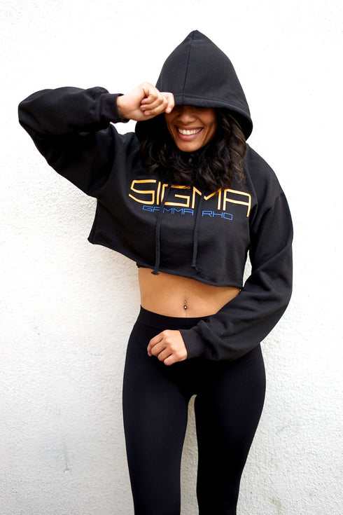 I Said My Soror SGRho cropped hoodie, black