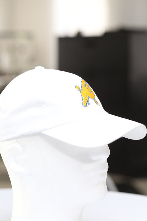 Frenchie Poodle polo dad cap, white