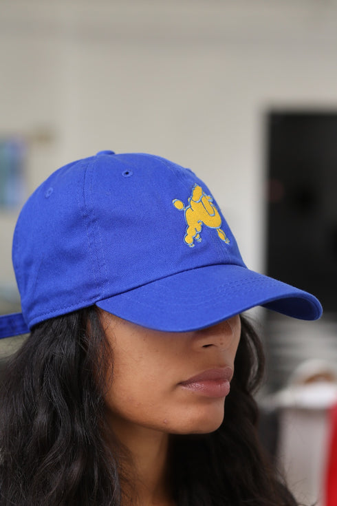 Frenchie Poodle polo dad cap, blue