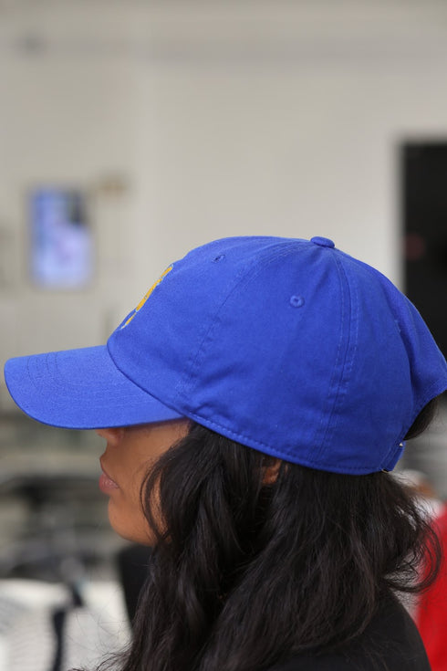 Frenchie Poodle polo dad cap, blue