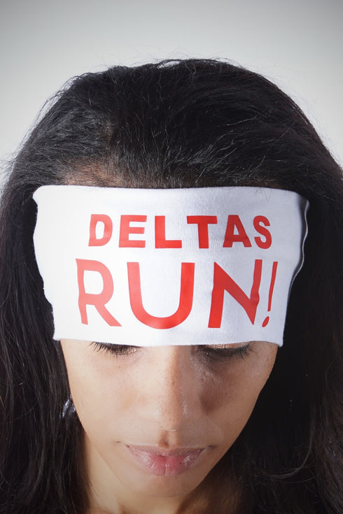 DELTAS RUN bondYband Headband extra-wide, white/red