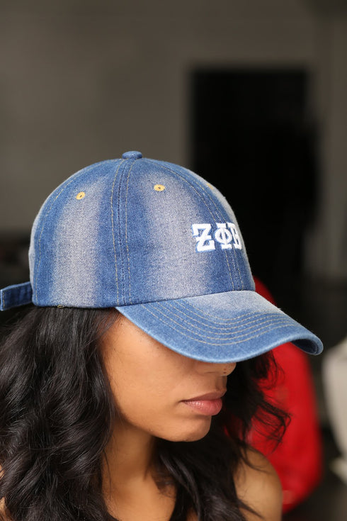 My ΖΦΒ Jeans polo dad cap, light denim