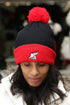 High Goals pom-pom beanie, black/red