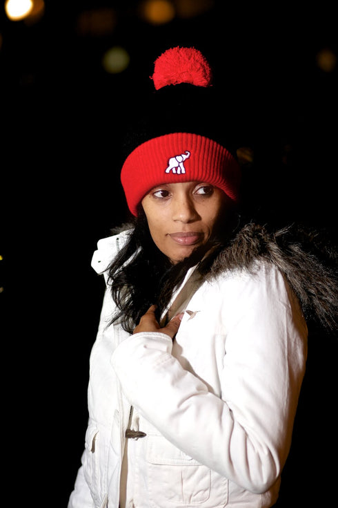 High Goals pom-pom beanie, black/red