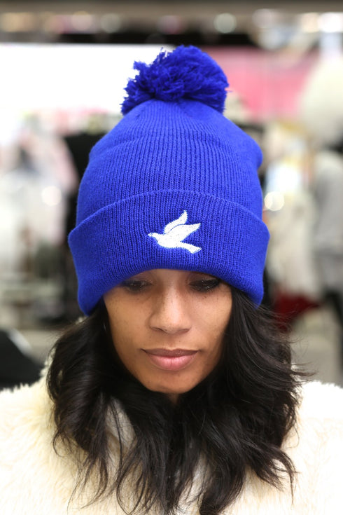 Forever Finer pom-pom beanie, blue