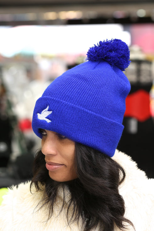 Forever Finer pom-pom beanie, blue