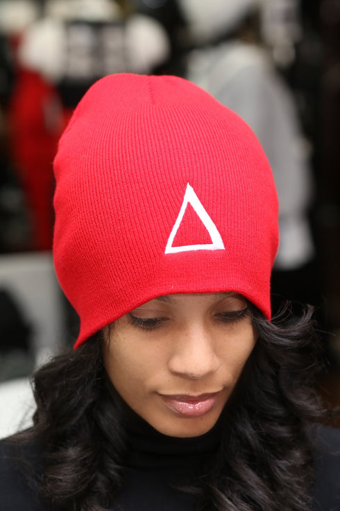 ∆ skullie beanie, red