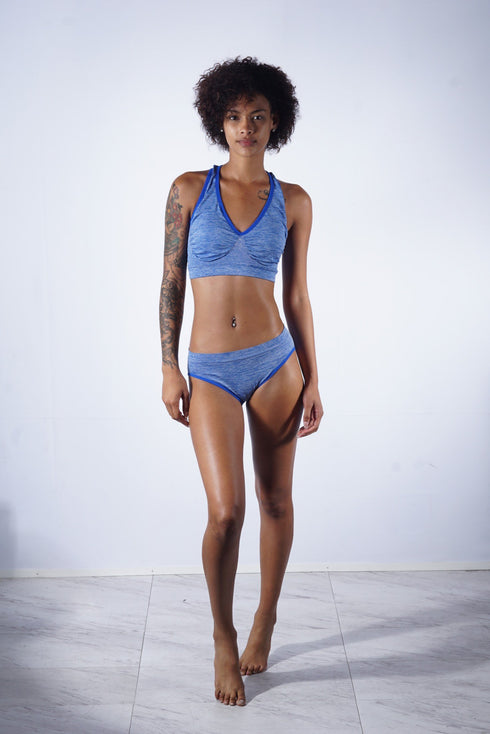 Nighttime Lover jersey bra & knicker set, blue