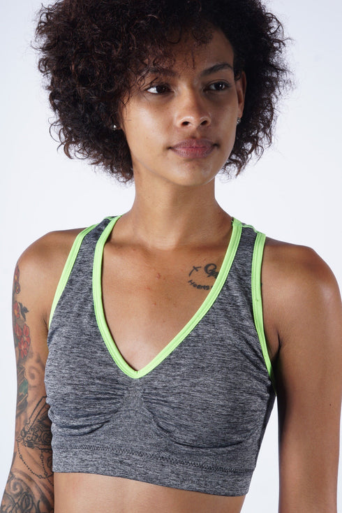 Nighttime Lover jersey bra & knicker set, grey/neon
