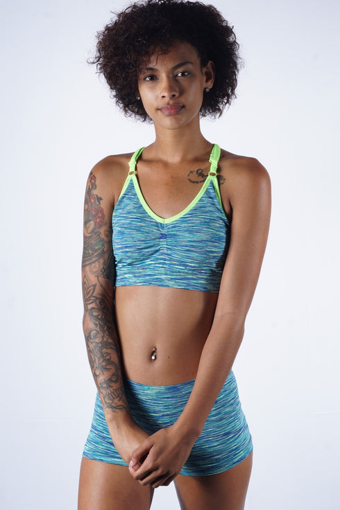 Day Dreamer jersey bra & knicker set, melange light sea green