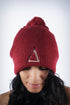 ∆ pom-pom beanie, crimson