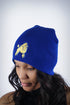 Frenchie Poodle skullie beanie, blue