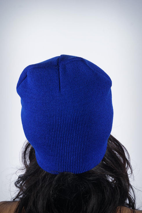 Frenchie Poodle skullie beanie, blue