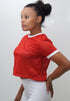 Main Breeze cropped jersey ringer, red/white