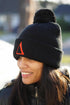 Δ pom-pom beanie, black