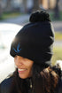 Peace Dove pom-pom beanie, black