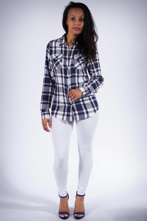 Down South flannel shirt, blue/white