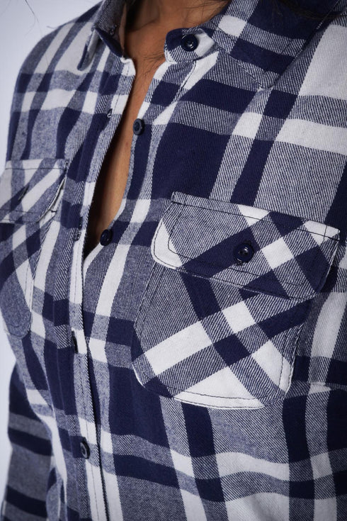 Down South flannel shirt, blue/white