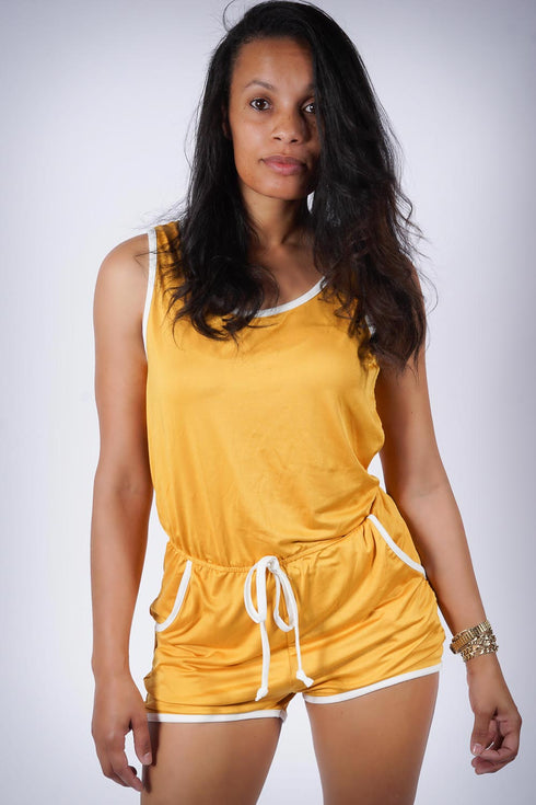 Around The Way romper, gold