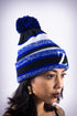 Z for Zeta pom-pom beanie, blue striped