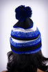 Z for Zeta pom-pom beanie, blue striped