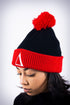 ∆ pom-pom beanie, black/red
